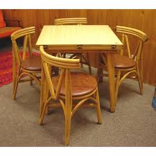 Vintage Tiki Rattan Bamboo 1950s Table And 4 Chair Set Hawaiian Tiki Foldout Table Formica Top Vintage Rattan Furniture Vintage Tiki Rattan