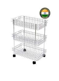 Buy Swadhin 3 Layer Fruit And Vegetable Stand Basket Trolley Modern Kitchen Storage Rack Online At Low Prices In India Amazon In