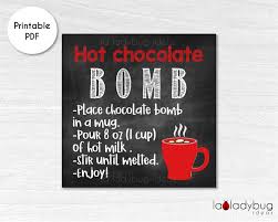 Hot Cocoa Bomb Instructions Card 10 To 12 Oz Printable Tags For Hot Chocolate Bombs Instant Download Square Label Ho In 2020 Hot Chocolate Hot Cocoa Chocolate Bomb