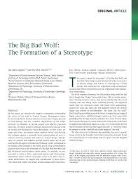 Three little pigs and the big bad wolf. Pdf The Big Bad Wolf Formation Of A Stereotype