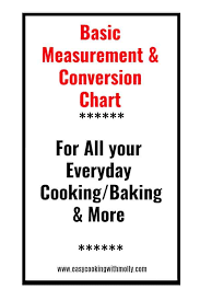 Basic Measurement Chart Basic Conversion For Cooking Baking