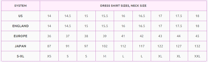 75 Credible Dress Shirt Chart