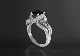 1ct round black diamond & emerald panther stud earrings in 14k white gold finish. Black Diamond And White Diamond Skull Engagement Ring