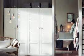 Be sure it's one you love looking at by choosing wardrobe doors that suit your style and space. White Ikea Pax Wardrobes With Hinge Doors Ikea Custom Closets Ikea Pax Closet Bedroom Wardrobe Design