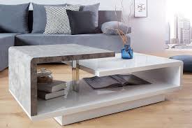 Diese art von wohnzimmertisch gibt es in vielen variationen wie beispielsweise ausziehbar als glas couchtisch oder auch als höhenverstellbarer couchtisch. Design Couchtisch Weiss Hochglanz Betonoptik 100cm Dunord Design