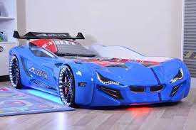 Mercedes Blue Car Bed With Bulging Wings And Led Lights Car Bed Kids Car Bed Race Car Bed
