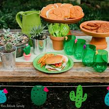 I loved making this cactus string art party decor piece. Cactus Party Burger Bar Ideas Our Potluck Family