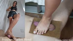 Queen Lytta Blond - SEXY Real Barefoot CBT EP 1 with 2 angles - First  Scarlett CBT Ever