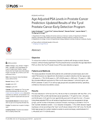 Pdf Age Adjusted Psa Levels In Prostate Cancer Prediction
