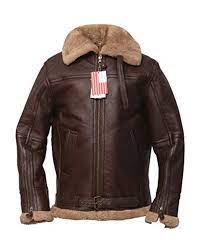 Raf Aviator Brown Bomber Shearling Real Sheepskin Arvin Leather Flight Jacket Leather Flight Jacket Flight Bomber Jacket Leather Jacket Men