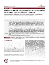 Mortality saps ii score 10% 29 pts 25% 40 pts 50% 52 pts 75% 64 pts 90% 77 pts. Comparison Of Apache Ii And Saps Ii Scoring Systems In Pdf Blood Pressure Intensive Care Medicine