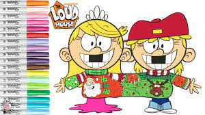 The Loud House Coloring Book Page Twins Lola and Lana Loud Giant Christmas  Sweater - YouTube