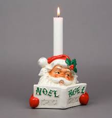 Vintage Santa Singing Christmas Carols Large Ceramic Candleholder For Your Kitschmas Decor By Lipper Ceramic Candle Holders Vintage Christmas Vintage Santas