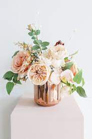 Shop our full line of artificial fall flowers from mums and sunflowers to dried straw flower and thistle, afloral has the colors and stems to enhance your home or event. Rose Gold Ranunculus And Greenery Wedding Centerpiece Flower Decorations Flower Pots Fake Flowers