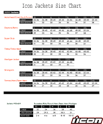 Icon Motorcycle Jacket Size Chart Www Bedowntowndaytona Com