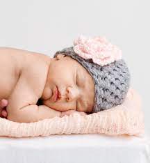 Newborn Crochet Baby Girl Hat In Grey And Pale Pink Great Photo Prop By Illbeyarned On Etsy Ready To Ship 27 00 Vi Newborn Beanie Newborn Baby Girl Hats