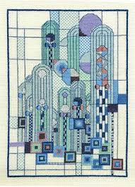 New Art Deco Skyscape Cross Stitch Cross Stitch