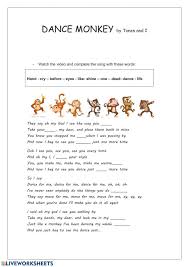 Es ist der gedanke jung zu sein / wenn dein herz genau wie eine trommel ist / die lauter schlägt, ohne dass man sie schützen kann / wenn. Dance Monkey Worksheet