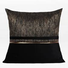 Black And Gold Throw Pillows Black And Gold Horizontal Line Jacquard Pillow 20 X20 Gold Throw Pillows Decorative Pillows Throw Pillows