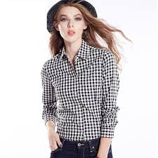 High boots, ankle boots, and other kinds of pumps and even ballet flats. Ladies Checked Shirts Women S Slim Fit Black White Plaid Shirt Female Long Sleeve Red Blue Checked Shirt Girls Buy At The Price Of 18 90 In Aliexpress Com Imall Com