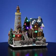 Target / holiday shop / christmas / village buildings : Santa S Animated Lighthouse Village Unique Collectible Music Boxes Amazingmusicbox Com