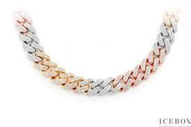 Cuban Chain Necklace 10 83ctw 14k Tri Tone Gold Gold Chain With Pendant Mens Diamond Necklace Womens Diamond Necklace