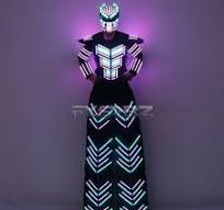 LED Robot Cosplay Costume Suit Illuminated Dance Show Party Glow Clothes  Helmet | eBay