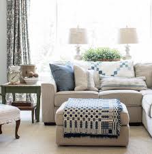 A Lovely Neutral Living Room With Blue Accents Miss Mustard Seed Livingroom Bluedecor Cou Blue Accents Living Room Blue Living Room Farm House Living Room