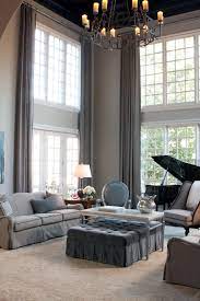 Formal Living Room With Two Story Window Treatments High Ceiling Living Room Window Treatments Living Room Curtains Living Room Modern