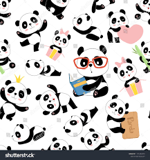 Black And White Panda Background Panda Pattern Traditional Asian Cute China Baby Bears Vector Seamless Illustrations With Animals Characters Black White Be Traditional Asian Asian Cute Panda