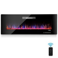 Vitesse 50 inch wall mounted and recessed electric fireplace, adjustable flame color and speed fireplace heater fit for 2 x 4 and 2 x 6 stud with touch screen control panel, remote control. Recessed Wall Mounted Standing Electric Heater Electric Fireplace Fireplaces Home Garden Worldenergy Ae