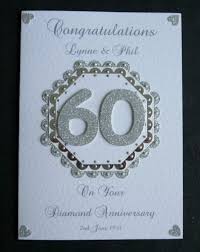 Handmade Personalised Diamond 60th Wedding Anniversary Card Wedding Anniversary Cards 60 Wedding Anniversary Anniversary Cards