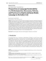 Jun 24, 2021 · the bbc twitter account shared a photograph of the queen's sister princess margaret as she recorded her guest appearance in radio soap the archers at kensington palace in june 1984. Pdf Perspectives On Language Sustainability In A Performance Era Discourses Policies And Practices In A Digital And Social Media Campaign To Revitalise Irish