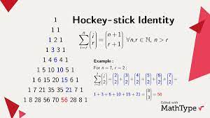 In combinatorial mathematics, the identity. Mathtype On Twitter This Identity Is Known As The Hockey Stick Identity Or The Christmas Sock Identity In Reference To Its Graphical Representation On Pascal S Triangle Combinatorics Mathtype Https T Co Kdv8rvcslx
