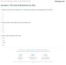 General trivia questions and answers open up the boundary of knowledge. Numbers 1 50 Quiz Worksheet For Kids Study Com