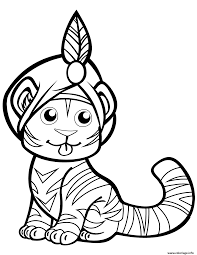 coloriage tigre mignon en turban dessin animaux a imprimer wandtatoo amour