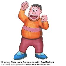 Gian doraemon learn how to draw gian from doraemon (doraemon) step by. Gian From Doraemon With Promarkers Speed Drawing Doraemon Doraemon Cartoon Doraemon Gian