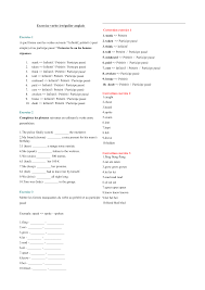 Verbe, prétérit, participe passé et traduction. Exercice Verbe Irregulier Anglais Anglais