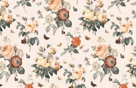Modern floral print wallpaper from uwalls high quality free delivery large selection ability to use your photo. Cream Orange Vintage Floral Butterfly Wallpaper Mural Hovia