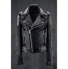 Handmade Men Black Punk Silver Long Spiked Studded Leather Jacket Studded Leather Jacket Leather Jacket Leather Jacket Style