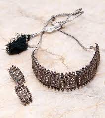 Oxidized Silver Choker Set Girly Jewelry Oxidised Silver Jewelry Gold Jewelry Fashion