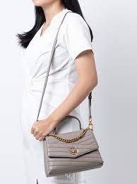 Tory Burch Kira Chevron Top Handle Satchel Gray Heron