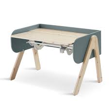 Mit 3 schubladen und 1 offenen fach farbe: Flexa Schreibtisch Woody Hohenverstellbar Natur Blau Kidswoodlove