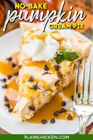 No Bake Pumpkin Cream Pie This Dessert Is To Die For Good Only Takes A Minute To Make Perf Pumpkin Cream Pie Pumpkin Cream Pie Recipe Pumpkin Spice Recipe