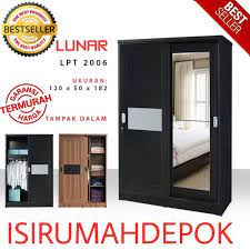 Lemari pakaian sliding 2 pintu dengan material kayu mahoni solid. Jual Grosir Lemari Pakaian Baju 2 Pintu Sliding Geser Kaca Modern Minimalis Hitam Di Lapak Osco Store Bukalapak