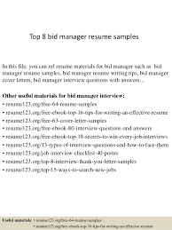 top 8 bid manager resume samples