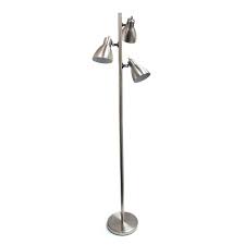 Simple Designs 63 75 In Metal 3 Light Tree Brushed Nickel Floor Lamp Lf2007 Bsn The Home Depot