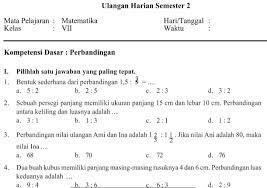 Pada artikel ini kami akan membagikan kunci jawaban buku senang be. Contoh Latihan Soal Soal Uts Matematika Kelas 7 Perbandingan