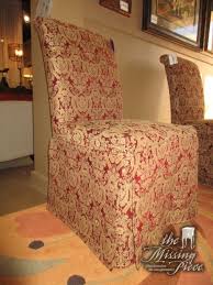 Bombay Co Skirted Parsons Chair In A Rich Gold And Red Patterned Upholstery Could Be Used At A Desk Or A Dining Table 20 Wide Chair Parsons Chairs Room Redo
