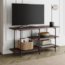 Del Hutson Designs Rustic Luxe Dark Walnut Large Sofa Table Dhd1362dw The Home Depot In 2020 Modern Tv Stand Modern Tv Entertainment Center